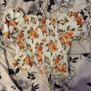 White floral crop top